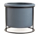 Ver imagem 1 de Cachepot em Cimento Cor Azul com Suporte em Metal Tam Peq- Mart