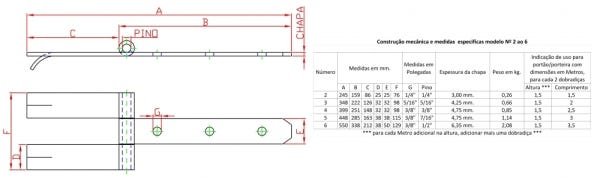 Dobradiça Chumbar 2 Hastes N-5 45cm Forsul para portão, porteira e porta Dourada - 2