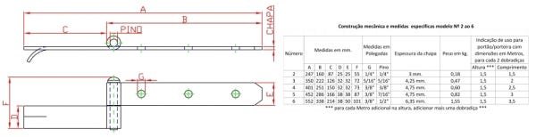 Dobradiça Chumbar 1 Haste N-4 40cm Forsul para portão, porteira e porta Dourada - 2