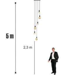 Lustre para Sala Pratic 6 Lâmpadas Preto Pé Direito Alto - 3