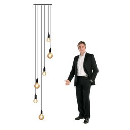 Lustre para Sala Pratic 6 Lâmpadas Preto Pé Direito Alto - 4