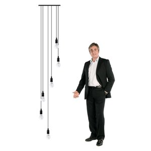 Lustre para Sala Pratic 6 Lâmpadas Preto Pé Direito Alto