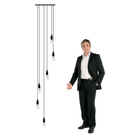 Lustre para Sala Pratic 6 Lâmpadas Preto Pé Direito Alto