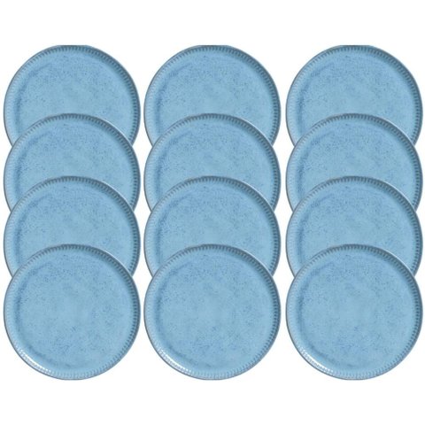 Jogo 12 Pratos Rasos de Sobremesa 21cm Azul Linhas Breeze Porto Brasil Petit Gâteau Brownie