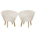 Ver imagem 1 de Conjunto 2 Poltronas Decorativa Pétala Pés Palito Bege Carolina Moveis