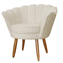 Conjunto 2 Poltronas Decorativa Pétala Pés Palito Bege Carolina Moveis - 3