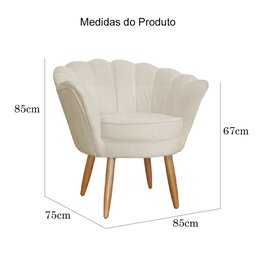Conjunto 2 Poltronas Decorativa Pétala Pés Palito Bege Carolina Moveis - 4