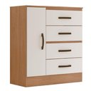 Ver imagem 2 de Kit Guarda-roupa Solteiro 4 Portas com Cômoda Sapateira Lisa Nature/off White