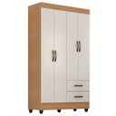 Ver imagem 4 de Kit Guarda-roupa Solteiro 4 Portas com Cômoda Sapateira Lisa Nature/off White