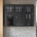 Ver imagem 3 de Armário Aéreo Modulado com Vidro Fidelitá Mônaco 120cm 3 Portas Chumbo/Titânio