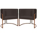 Ver imagem 1 de Kit 2 Poltronas para Sala de Recepção Luna Suede Cores Base de Ferro Bronze - Marrom, Suede