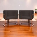 Ver mais imagens de Kit 2 Poltronas para Sala de Recepção Luna Suede Cores Base de Ferro Bronze - Marrom, Suede