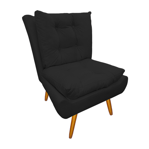Poltrona Decorativa Estofada Pés Palito Sala de Espera Karen Corano Preto - Dl Decor
