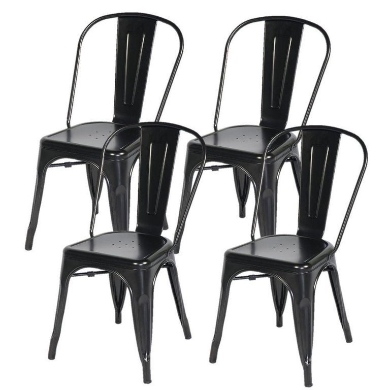 Kit com 4 Cadeira Tolix Iron Aço Carbono Industrial - Preto Fosco Kit com 4 Cadeira Tolix Iron Aço Carbono Industrial - Preto Fosco