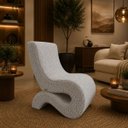 Ver imagem 1 de Poltrona Decorativa Marina Bouclê Moscow Orgânica Moderna Cinza Bouclê Moscow