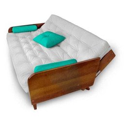Sofá Cama Paris Acquablock Branco Off Madeira Maciça Cor Imbuia - 3