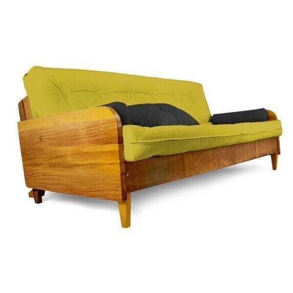 Sofá Cama Paris Acquablock Amarelo Madeira Maciça Alto Padrão