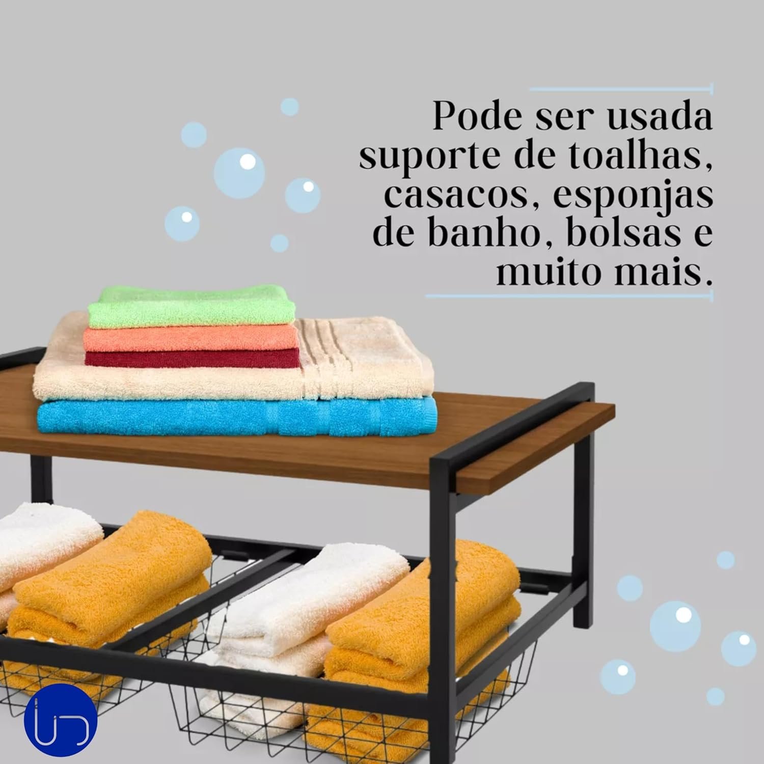 Fruteira de Parede com Suporte para Micro-ondas 2 Cestos Aço Preto Estilo Industrial Elegante Cozinh - 5