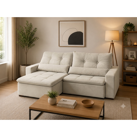 Sofa Caribe 2.20 Nobly Veludo Bege