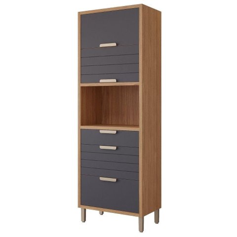 Torre Quente 100%mdf 70cm 1 Nicho para Forno 3 Portas e 2 Gavetas Eloise Mgm Móveis Freijó/