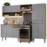 Armário de Cozinha Compacta Madesa Emilly Pop com Balcão Rustic/Cinza - 3