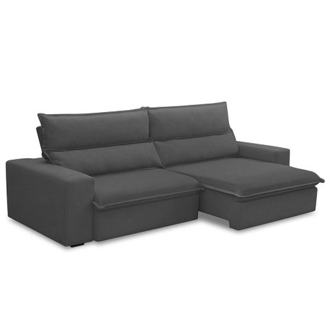 Sofá Retrátil Reclinável para Sala 3 Lugares 230cm Senzi F04 Veludo Cinza Escuro - Lyam Decor