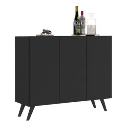 Aparador Buffet 3 Portas Retrô Veneza Multimóveis MP1009 Preto - 3