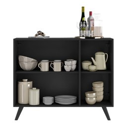 Aparador Buffet 3 Portas Retrô Veneza Multimóveis MP1009 Preto - 6