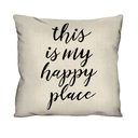 Ver imagem 1 de Capa de Almofada Decorativa Frase "happy Place" 100% Algodão para Sofá - 45x45cm