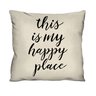 Capa de Almofada Decorativa Frase "happy Place" 100% Algodão para Sofá - 45x45cm - 1