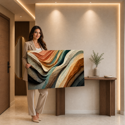 Quadro Decorativo Dunas Abstrato Moderno 90x60 Decoração Sala Quarto