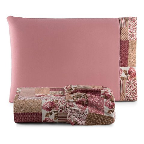 Jogo de Lençol Solteiro 2 Peças 180 Fios Algodão Estampado:floral-rose
