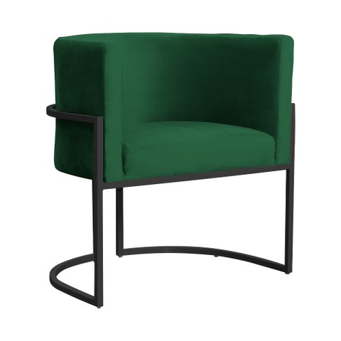 Poltrona Luana Veludo Verde Base Preta Sala Luxo - Fm