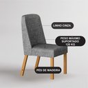 Ver imagem 3 de Conjunto Sala de Jantar Ísis 2,00m com 6 Cadeiras Tampo Orgânico Off White c/ Vidro Off White/Linho
