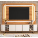 Ver imagem 3 de Estante Home Atlanta para TV até 75” com LED Cantos Arredondados Pés de Ferro Design Moderno