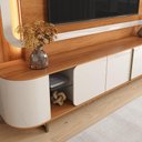 Ver imagem 5 de Estante Home Atlanta para TV até 75” com LED Cantos Arredondados Pés de Ferro Design Moderno