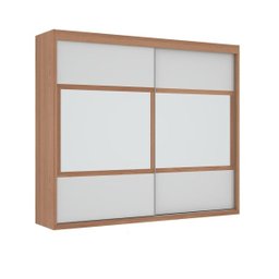 Guarda-Roupa Joinville com Espelho Castanho/Off-White - Mirarack Móveis - 1