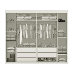 Guarda-Roupa Joinville com Espelho Castanho/Off-White - Mirarack Móveis - 2