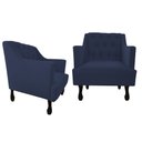 Ver imagem 1 de Kit 2 Poltronas Decorativa Julia Suede Azul Marinho Pés Madeira Mz Decor