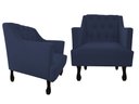 Ver imagem 1 de Kit 2 Poltronas Decorativa Julia Suede Azul Marinho Pés Madeira Mz Decor