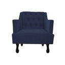 Ver imagem 2 de Kit 2 Poltronas Decorativa Julia Suede Azul Marinho Pés Madeira Mz Decor