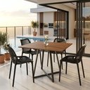 Ver mais imagens de Mesa Quadrada Santorine 90cm Industrial MDF e Base de Aço Jantar e Reunião Freijó/Preto - Lh Móveis