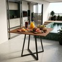 Ver imagem 7 de Mesa Quadrada Santorine 90cm Industrial MDF e Base de Aço Jantar e Reunião Freijó/Preto - Lh Móveis