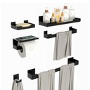 Ver imagem 2 de Kit Acessórios Para Banheiro Preto Ventosa Adesivo 6Pçs Elg