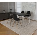 Ver imagem 1 de Mesa Industrial Base Ferro Branco Tampo 137x90 Preto 4 Cadeiras Eames Madeira Assento Preto