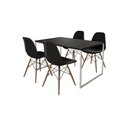 Ver imagem 2 de Mesa Industrial Base Ferro Branco Tampo 137x90 Preto 4 Cadeiras Eames Madeira Assento Preto