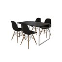 Ver imagem 2 de Mesa Industrial Base Ferro Branco Tampo 137x90 Preto 4 Cadeiras Eames Madeira Assento Preto