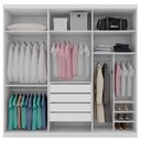 Ver imagem 3 de Guarda Roupa Casal Roupeiro Gold 6 Portas 4 Gavetas MDF Branco Framar