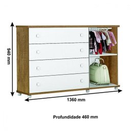 Cômoda Infantil 1 Porta 4 Gavetas Premium Planet Baby - 3 Cômoda Infantil 1 Porta 4 Gavetas Premium Planet Baby - 3