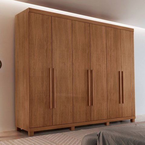 Guarda Roupa Casal Maya 100 Mdf 6 Portas e 6 Gavetas com Pés Moderna Mobília